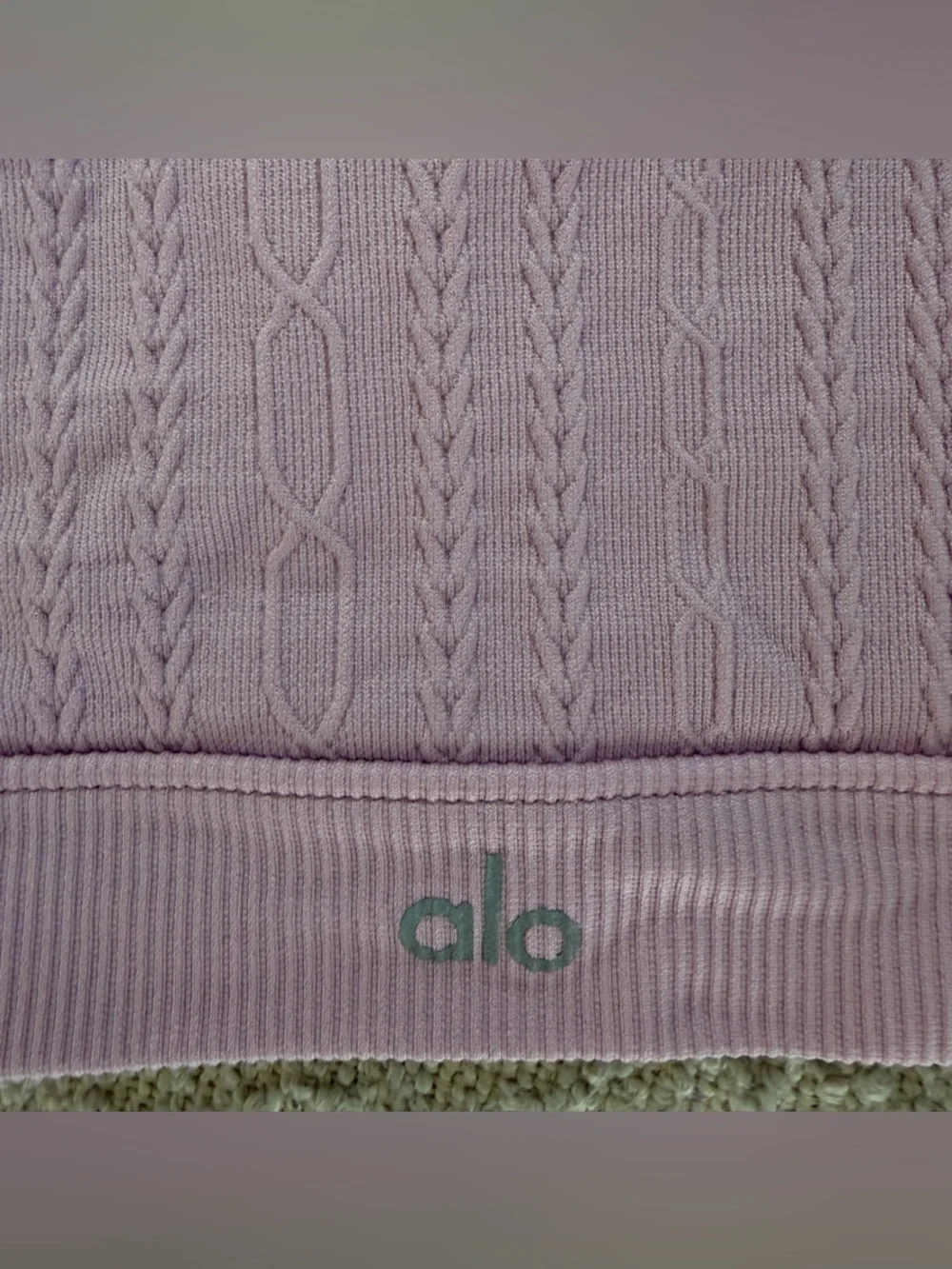 ALO Yoga Lilac Seamless Cable Knit Sports Bra S/P | Matching Set Available